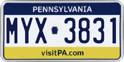 PA license plate MYX3831