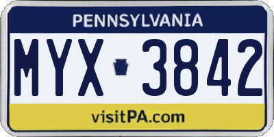 PA license plate MYX3842