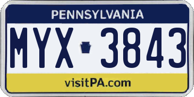 PA license plate MYX3843
