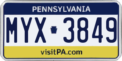 PA license plate MYX3849