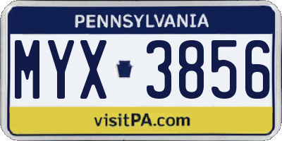 PA license plate MYX3856