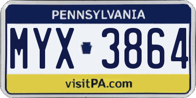 PA license plate MYX3864