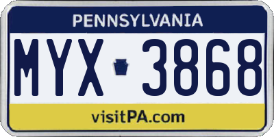 PA license plate MYX3868