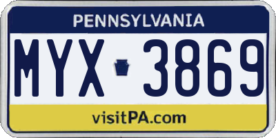 PA license plate MYX3869