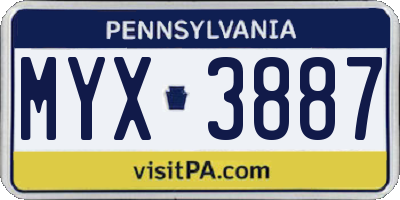 PA license plate MYX3887