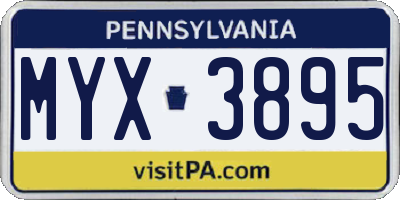 PA license plate MYX3895