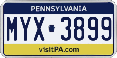 PA license plate MYX3899