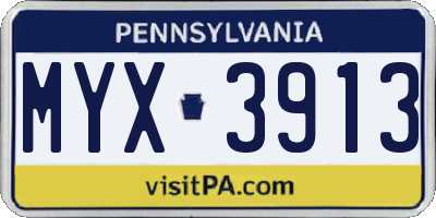 PA license plate MYX3913