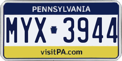 PA license plate MYX3944