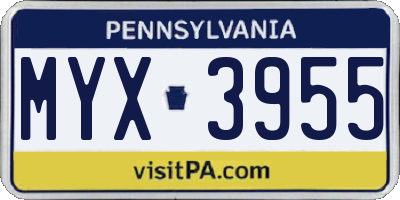 PA license plate MYX3955