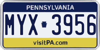 PA license plate MYX3956