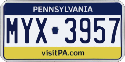 PA license plate MYX3957