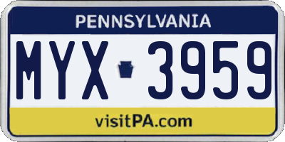 PA license plate MYX3959