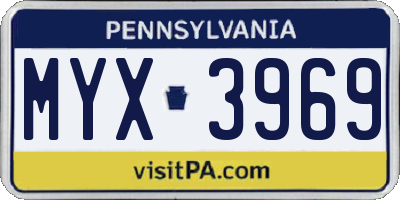 PA license plate MYX3969