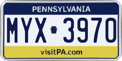 PA license plate MYX3970