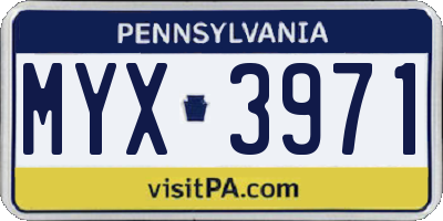PA license plate MYX3971