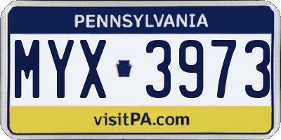 PA license plate MYX3973