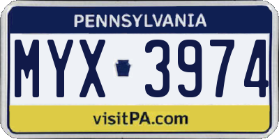 PA license plate MYX3974