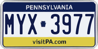 PA license plate MYX3977