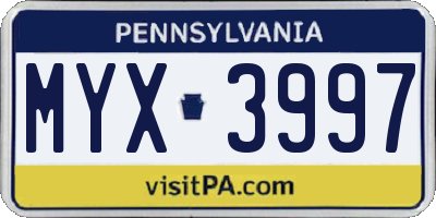 PA license plate MYX3997
