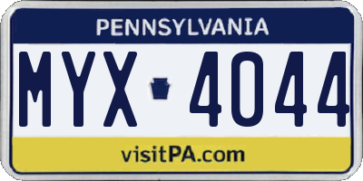 PA license plate MYX4044