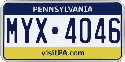 PA license plate MYX4046