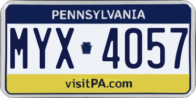 PA license plate MYX4057