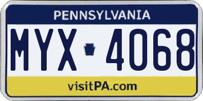 PA license plate MYX4068