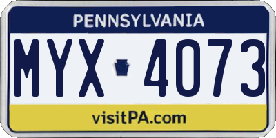 PA license plate MYX4073