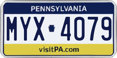 PA license plate MYX4079