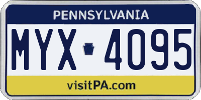 PA license plate MYX4095
