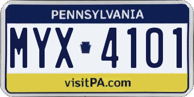 PA license plate MYX4101