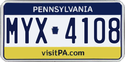 PA license plate MYX4108