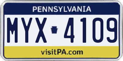 PA license plate MYX4109
