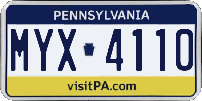 PA license plate MYX4110