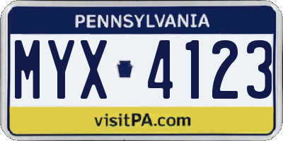 PA license plate MYX4123