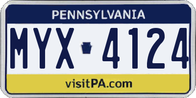 PA license plate MYX4124