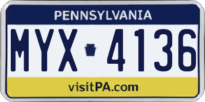 PA license plate MYX4136