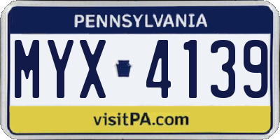 PA license plate MYX4139