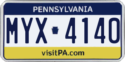 PA license plate MYX4140