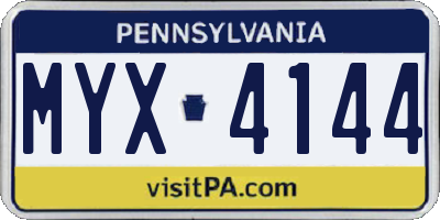 PA license plate MYX4144