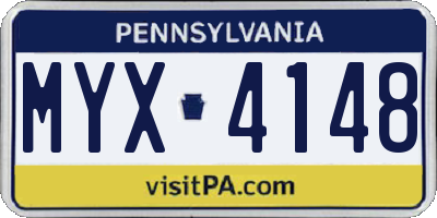 PA license plate MYX4148