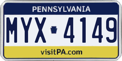 PA license plate MYX4149