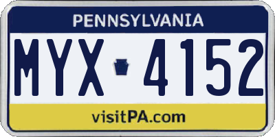 PA license plate MYX4152