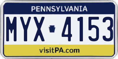 PA license plate MYX4153