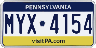 PA license plate MYX4154