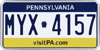 PA license plate MYX4157