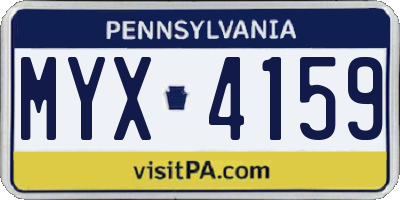 PA license plate MYX4159