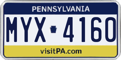 PA license plate MYX4160