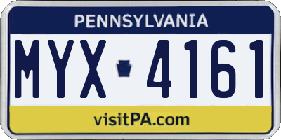 PA license plate MYX4161